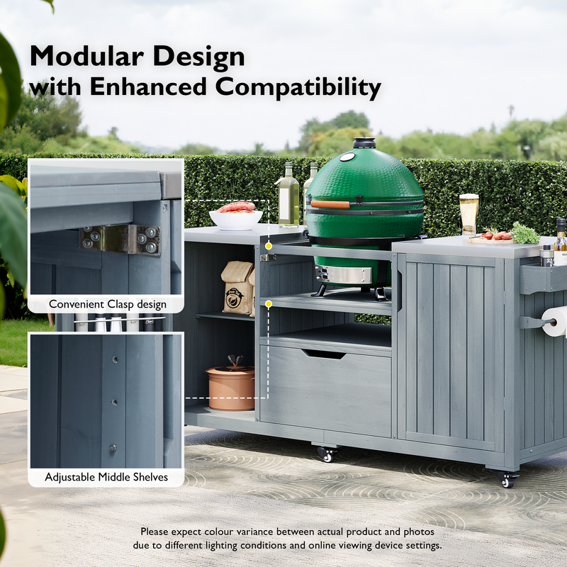 K&K 66.5" Outdoor Kitchen Island for Big Green Egg Grills by HouseOfZazla