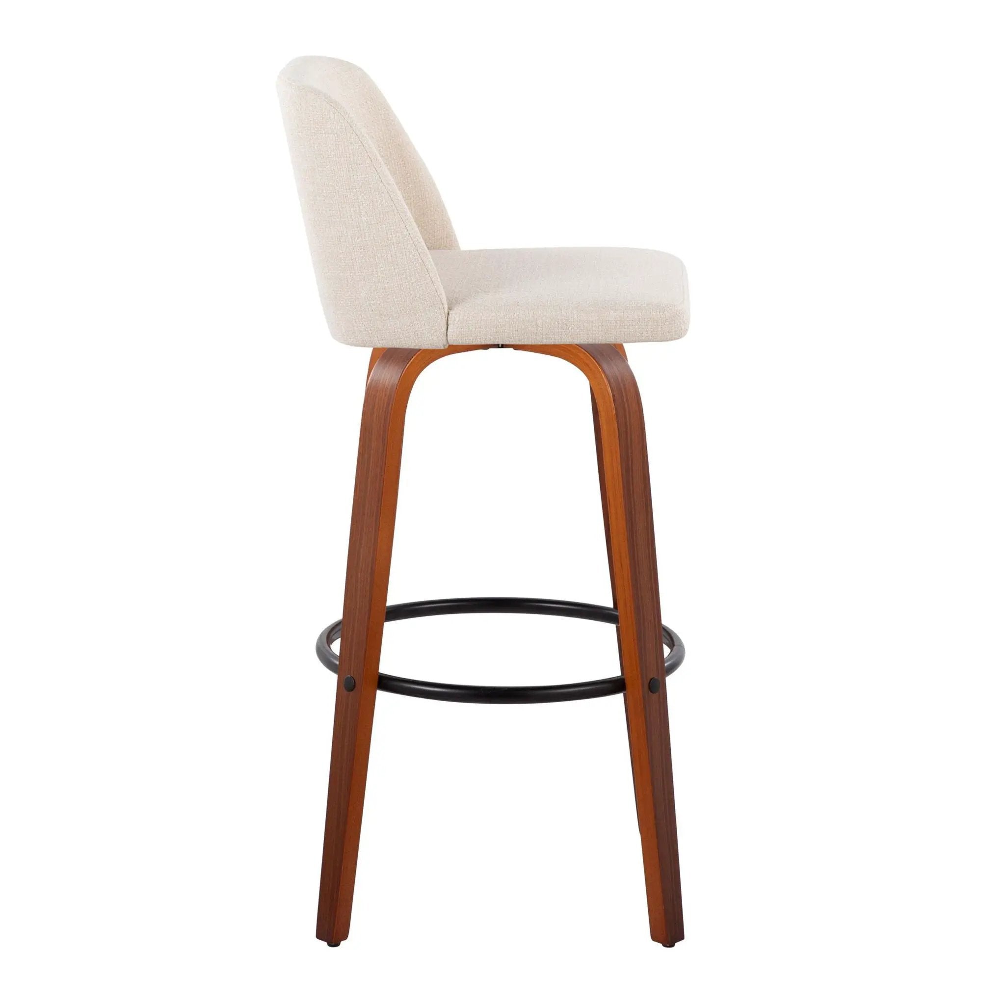 Toriano - Mid Century Modern Fixed Height Barstool Swivel And Round Footrest (Set of 2) by Unique Piece Furniture
