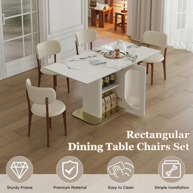 Dining Table Set With Storage, Includes Chairs For Kitchen by HouseOfZazla