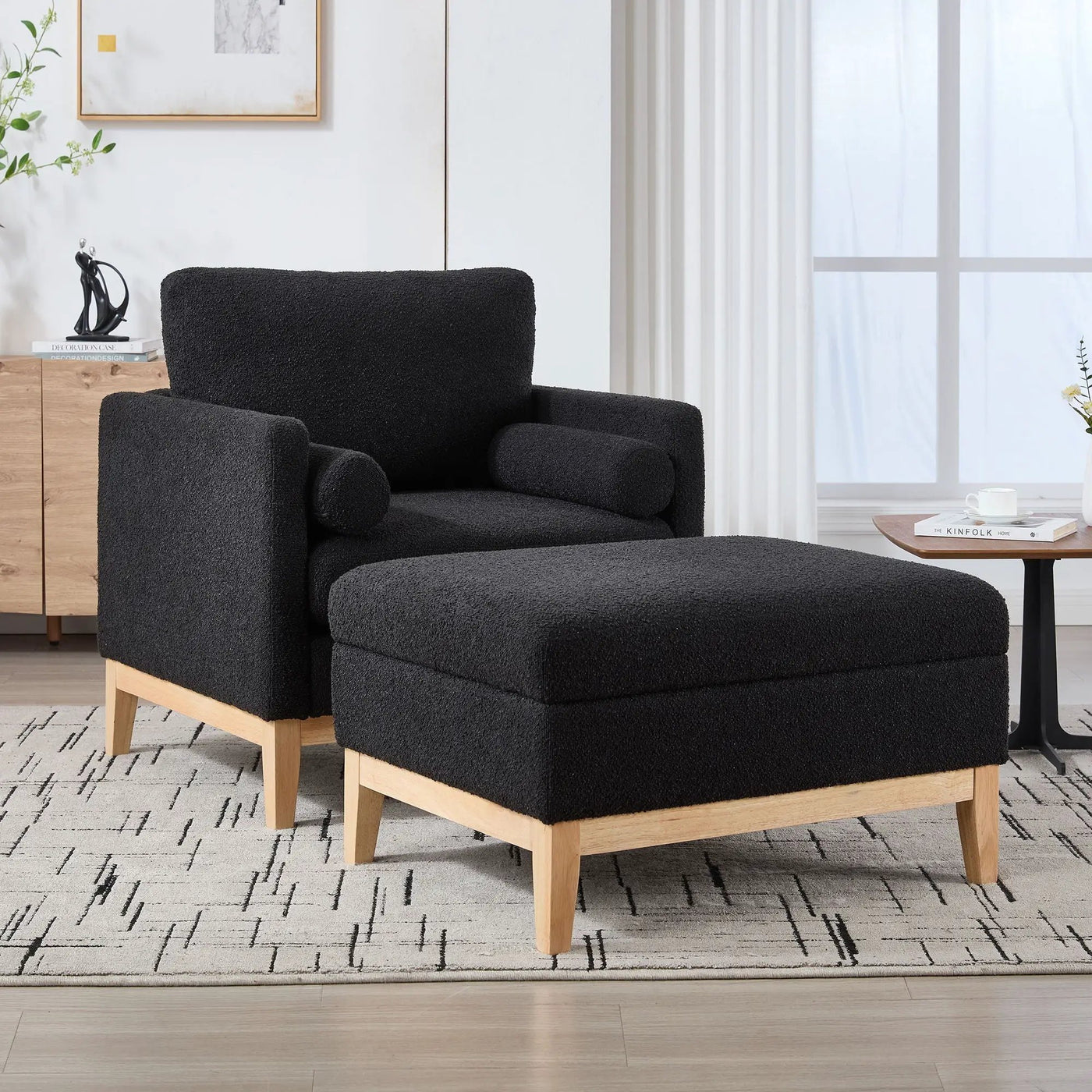Oversized 360 Degree Swivel Barrel Accent Chair And Ottoman Set With Storage by HouseOfZazla