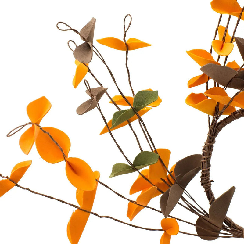 Fall Leaves Wreath, Botanicals Decor For Harvest Festival Fall Festival & Thanksgiving Table Decorations (Set of 12) - Orange Multi by Unique Piece Furniture
