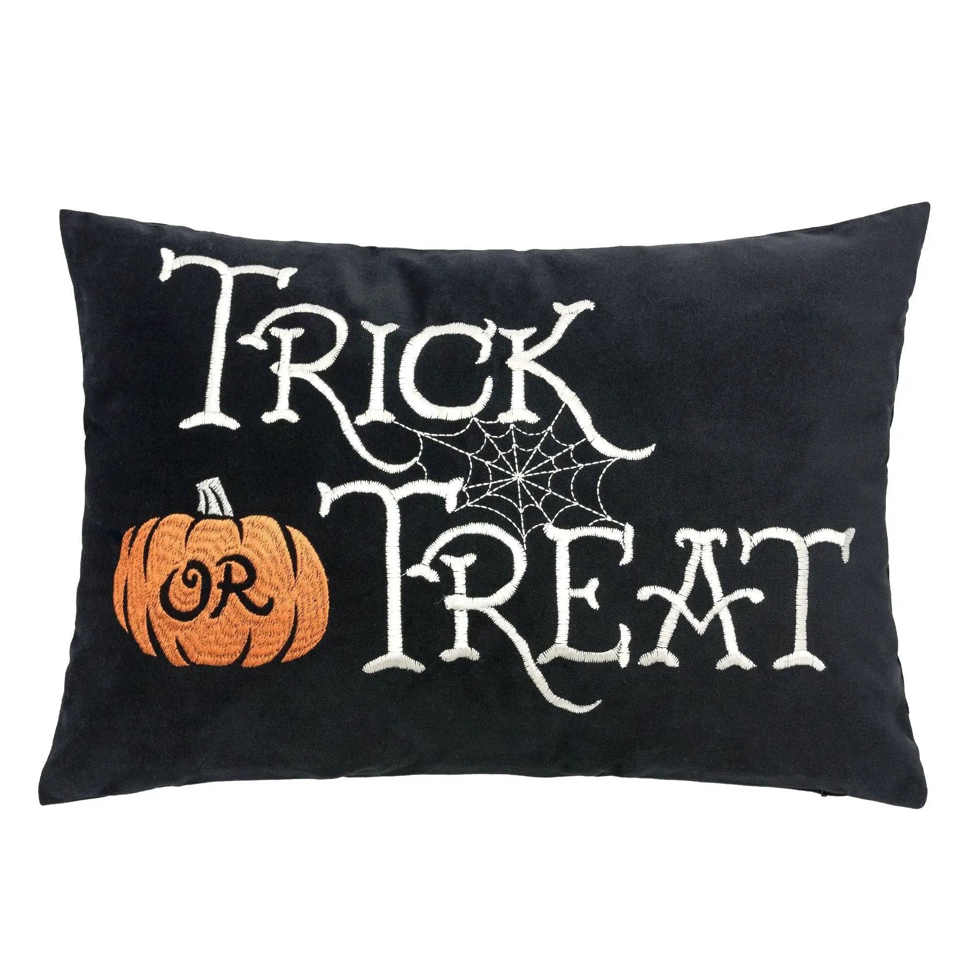 Trick or Treat Halloween Lumbar Pillow – Embroidered by HouseOfZazla