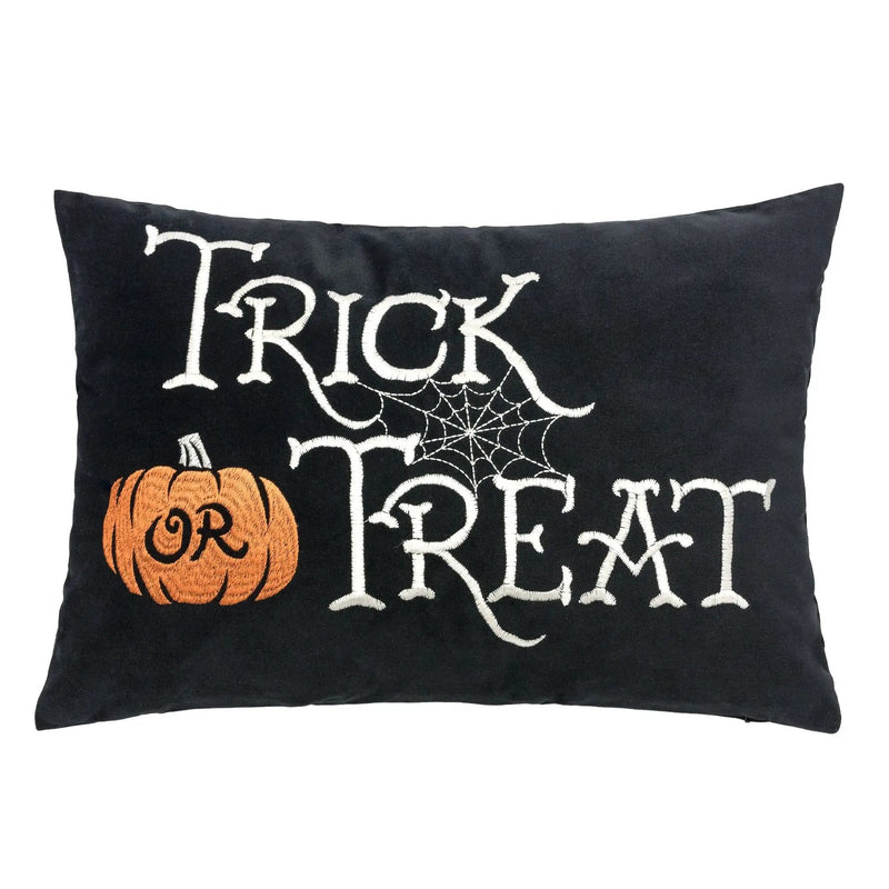 Trick or Treat Halloween Lumbar Pillow – Embroidered by HouseOfZazla