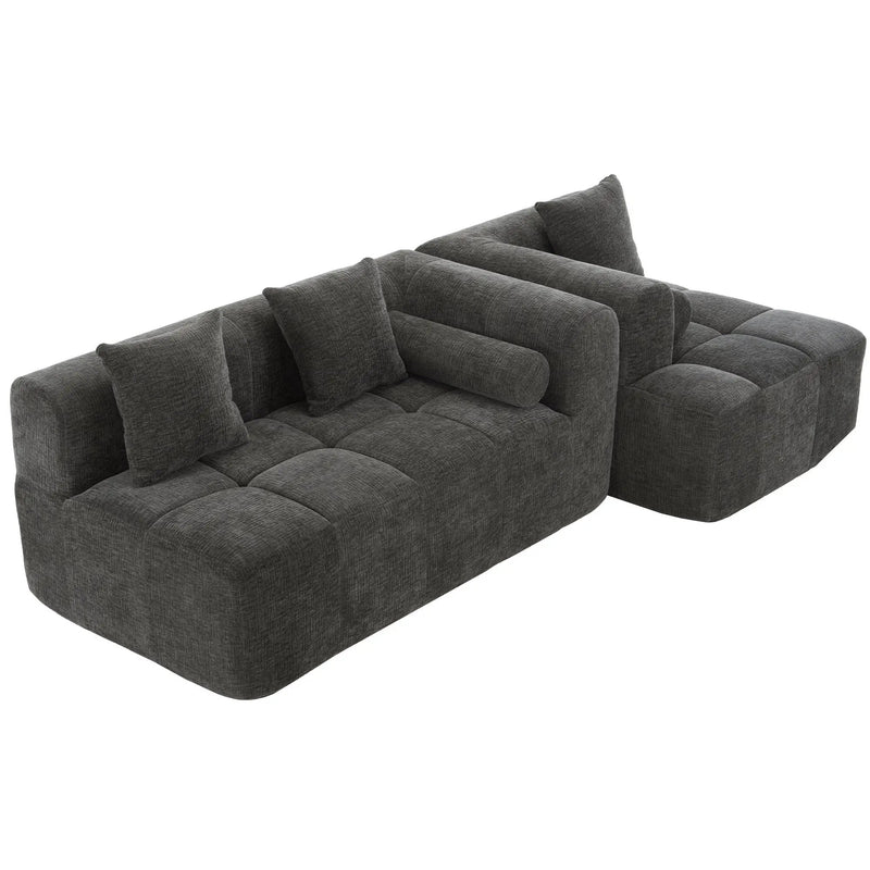 Sectional Free Combined Sofa With 2 Side Pockets by HouseOfZazla