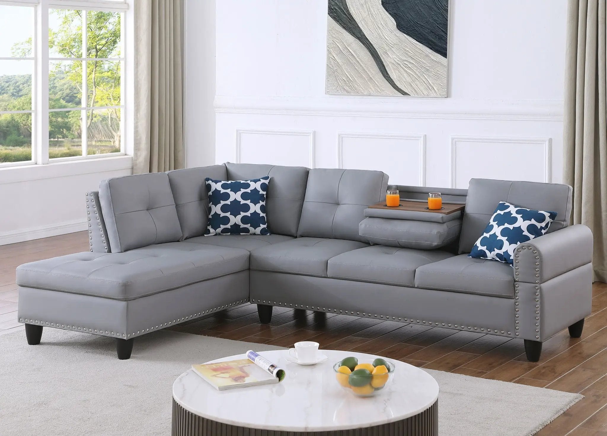 Irine - Sectional Sofa With Ottoman - Gray by Unique Piece Furniture