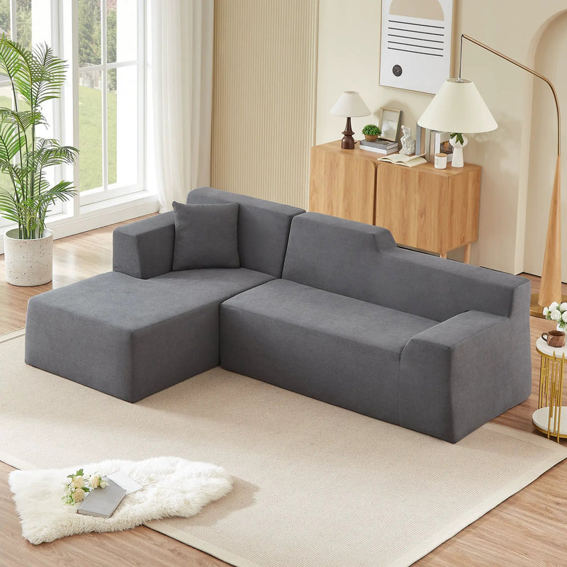 Modern Minimalist L-Shaped Corduroy High Back Sofa by HouseOfZazla