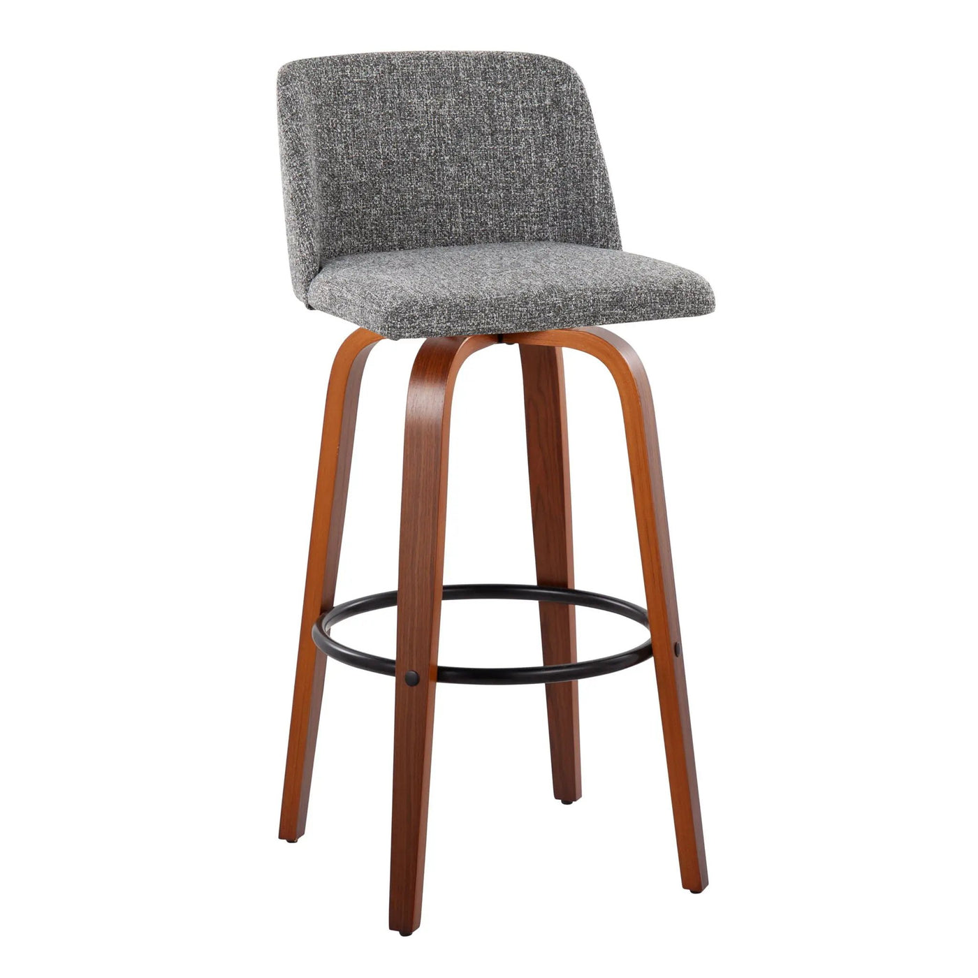 Toriano - Mid Century Modern Fixed Height Barstool Swivel And Round Footrest (Set of 2) by HouseOfZazla