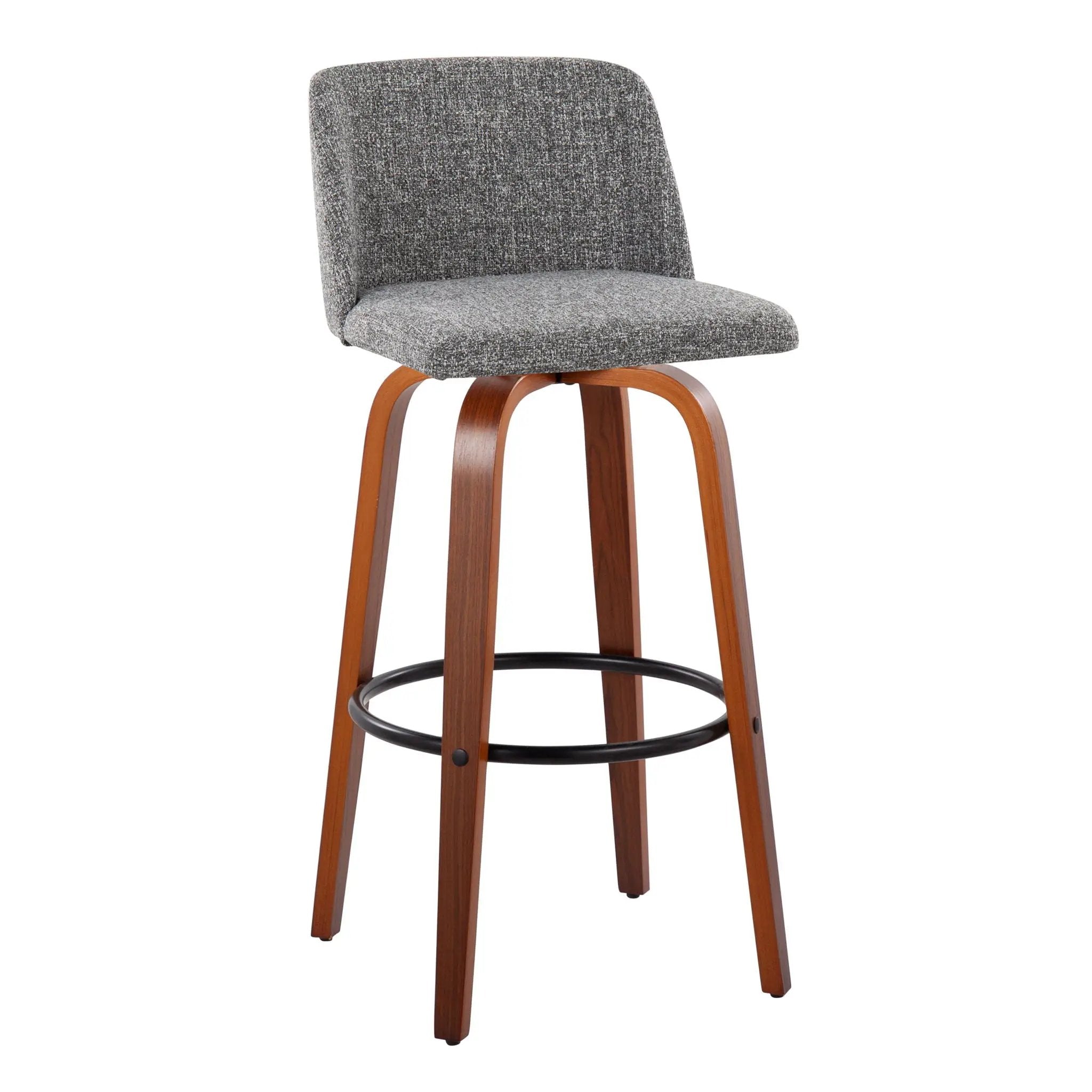 Toriano - Mid Century Modern Fixed Height Barstool Swivel And Round Footrest (Set of 2) by HouseOfZazla