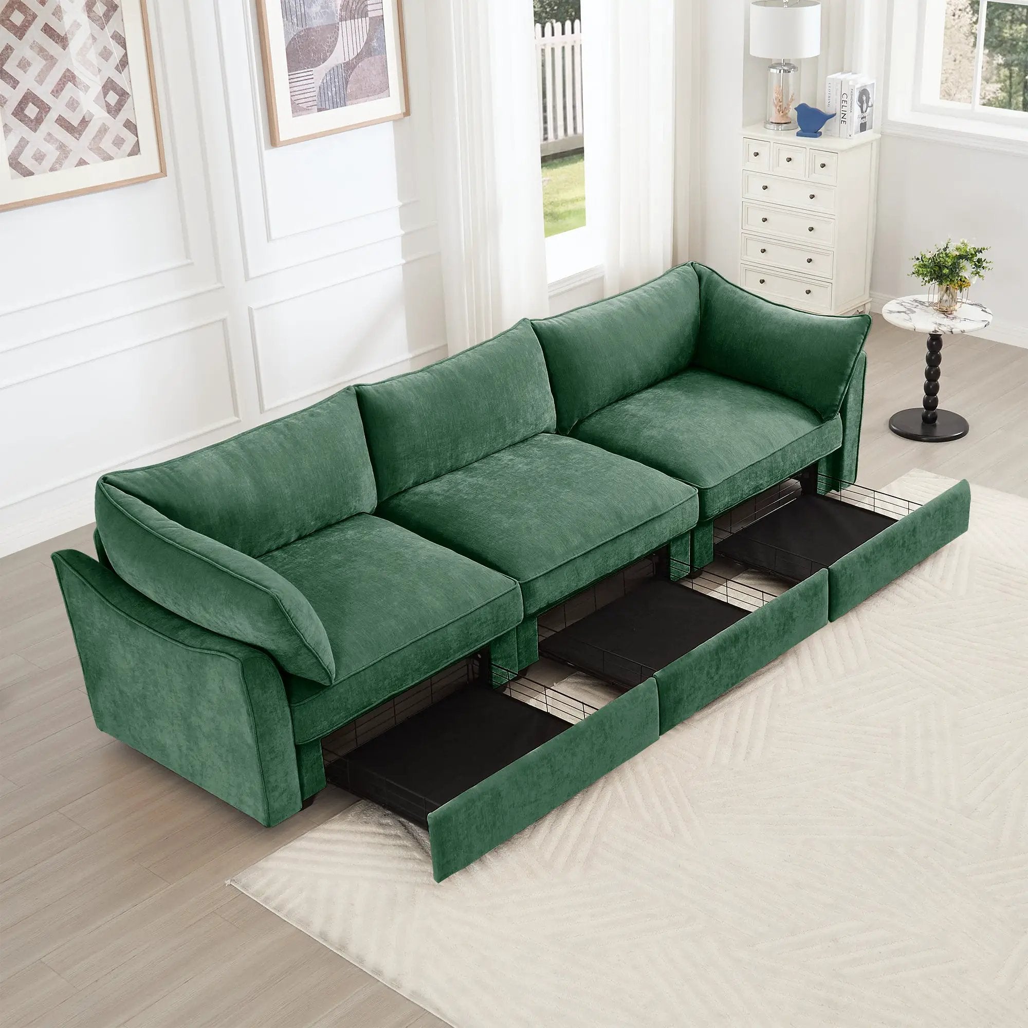 3 Seater Sofa With Storage Pull Out Drawers by HouseOfZazla