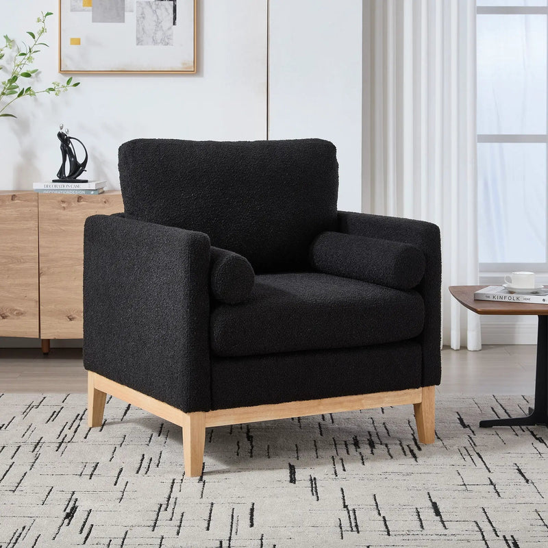 Wide Modern Performance Accent Chair With Natural Legs by HouseOfZazla