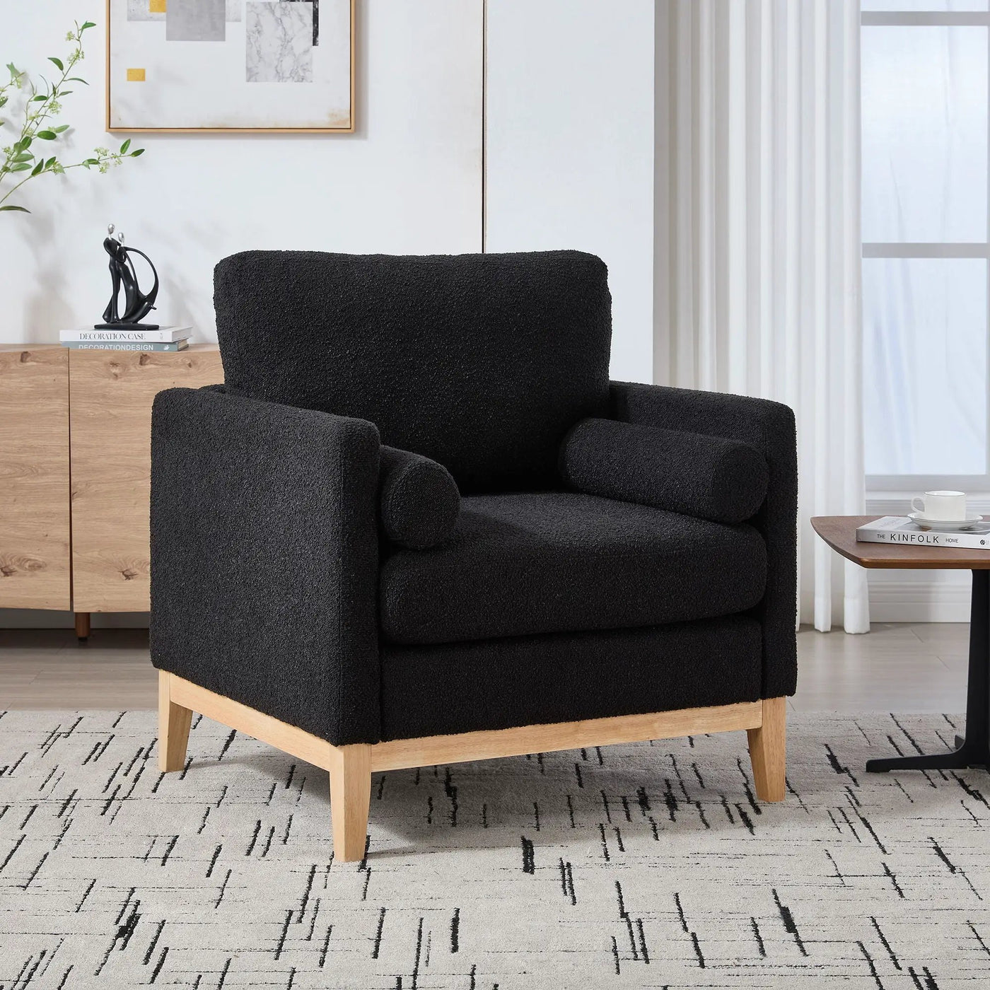 Wide Modern Performance Accent Chair With Natural Legs by Unique Piece Furniture