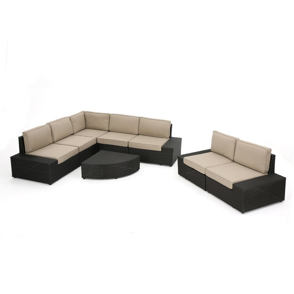 Santa Cruz - 8 Piece Outdoor Sectional Set - Dark Brown by HouseOfZazla