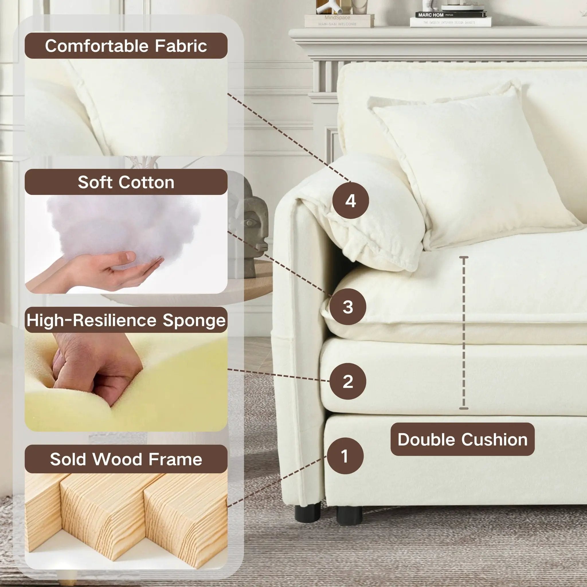 Oversized Chair With Movable Ottoman, Soft Upholstered Lounge Chair by Unique Piece Furniture