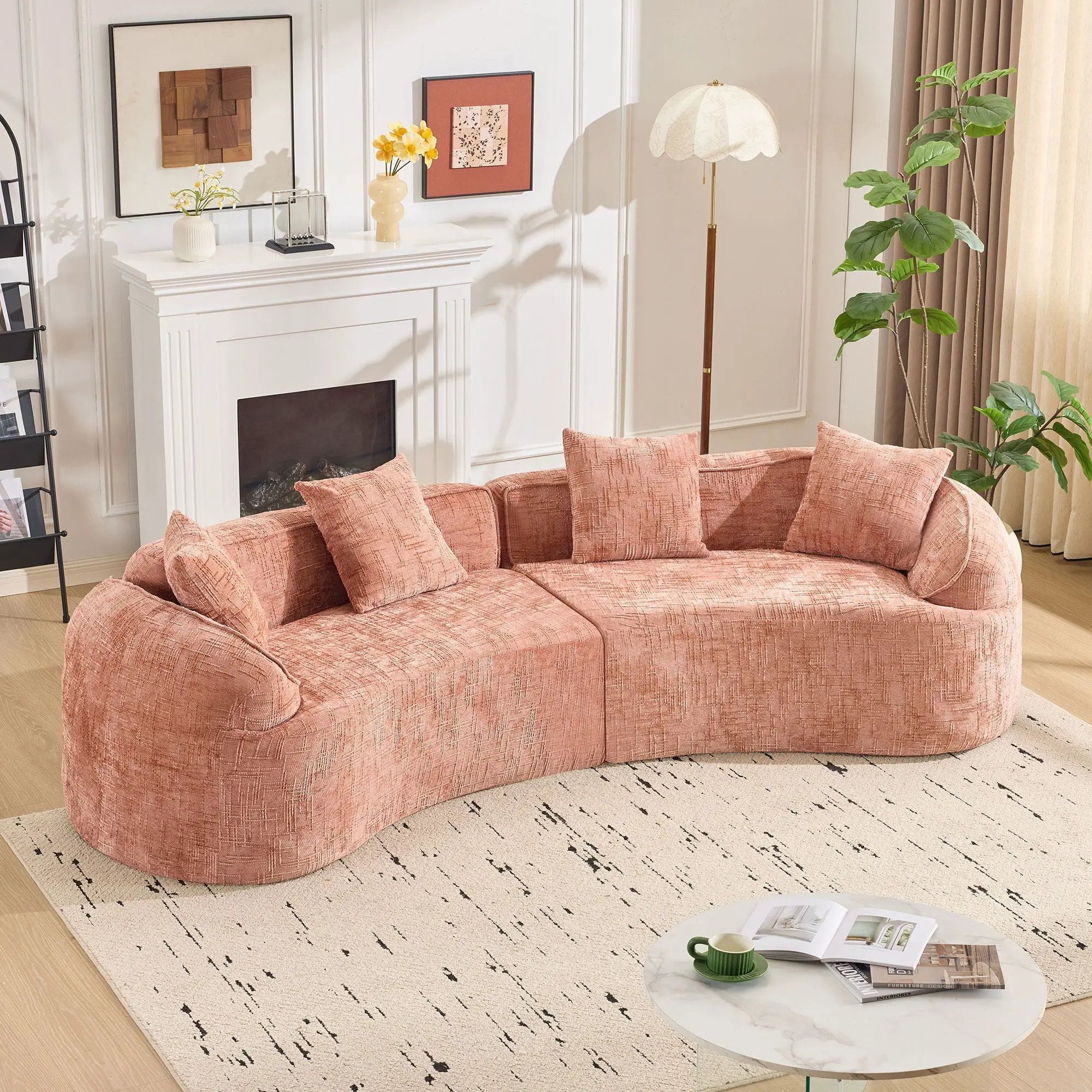 Curved Compressed Sofa, Nordic-Style Design For Living Room by Unique Piece Furniture