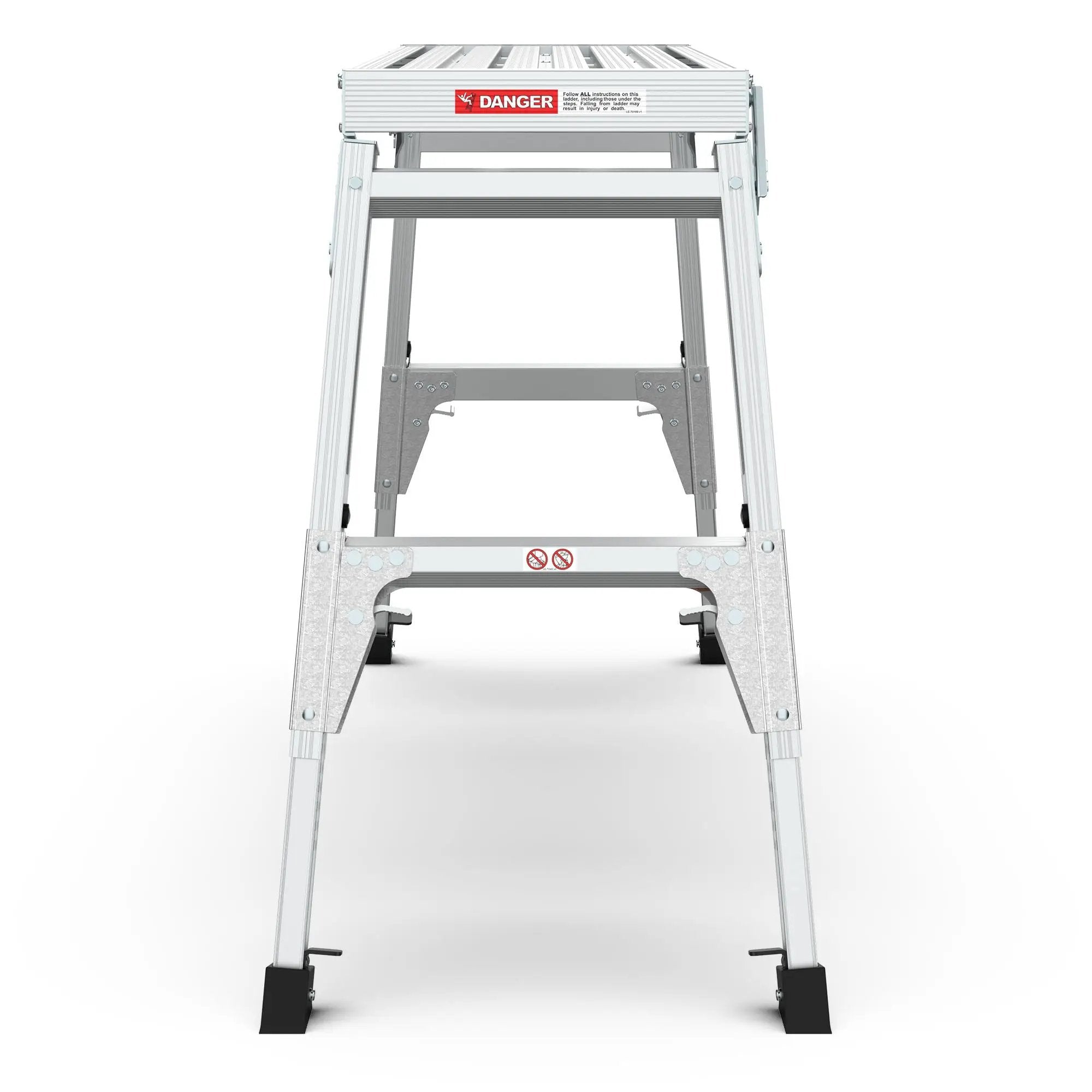 Aluminum Work Platform Large Size Step Stool Folding Portable Work Bench 40" Width Telescopic Feet Height Adjustable - Gray by HouseOfZazla