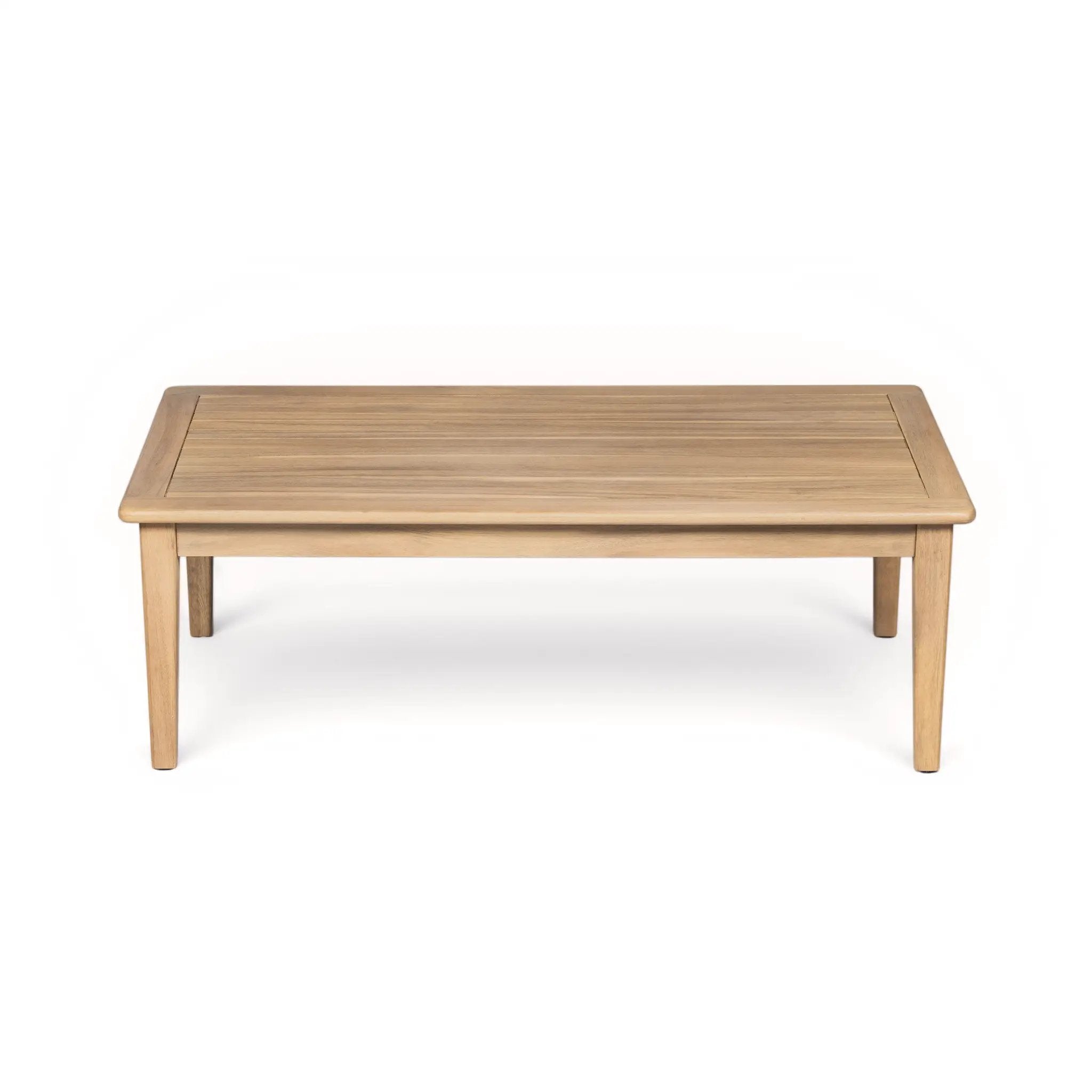 Outdoor Acacia Wood Loveseat with Coffee Table, Light Teak Frame by HouseOfZazla