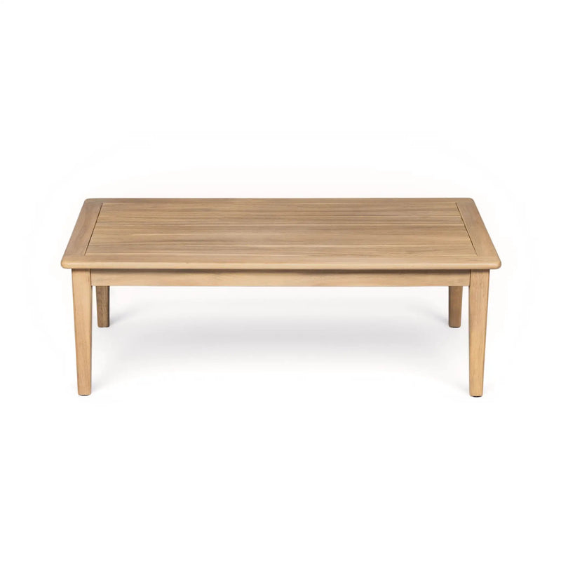 Outdoor Acacia Wood Loveseat with Coffee Table, Light Teak Frame by HouseOfZazla