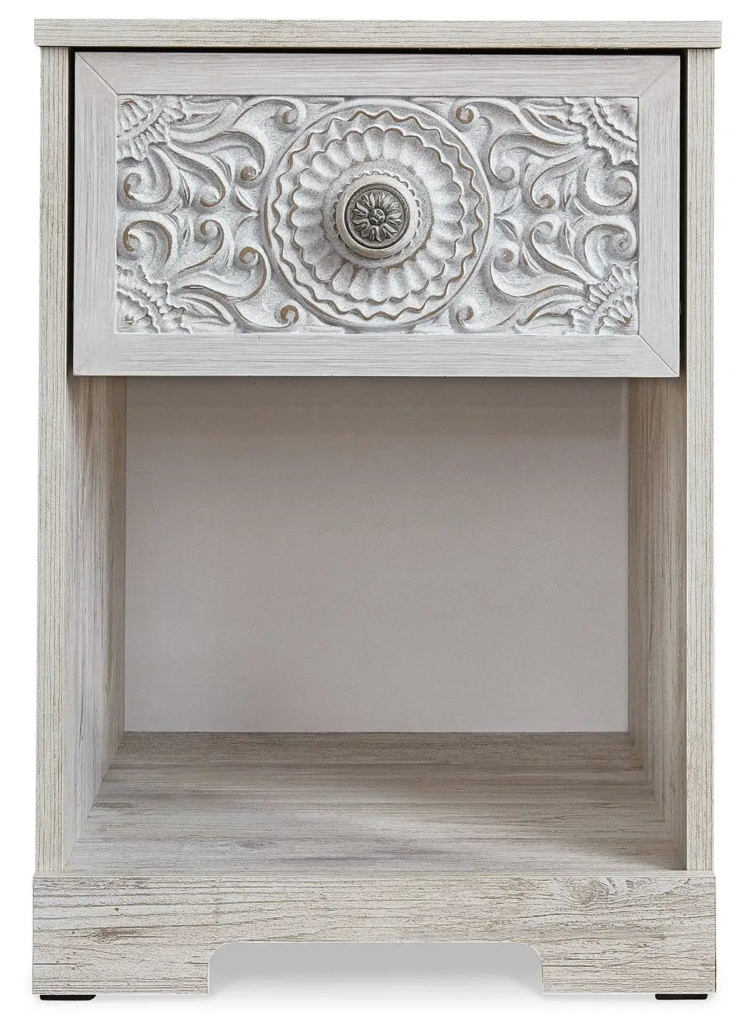 Paxberry - One Drawer Night Stand - Open Cubby - Whitewash by Unique Piece Furniture
