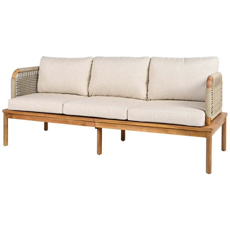 Outdoor 5-Piece Acacia Wood and Rope Patio Sofa Set by HouseOfZazla