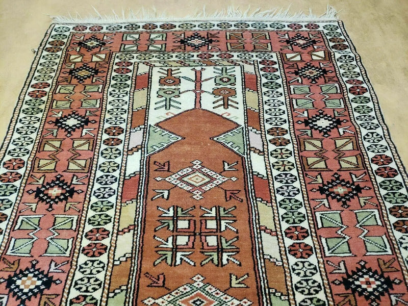 4' X 7' Antique Handmade Turkish Melas Oushak Wool Rug by Jewel Rugs