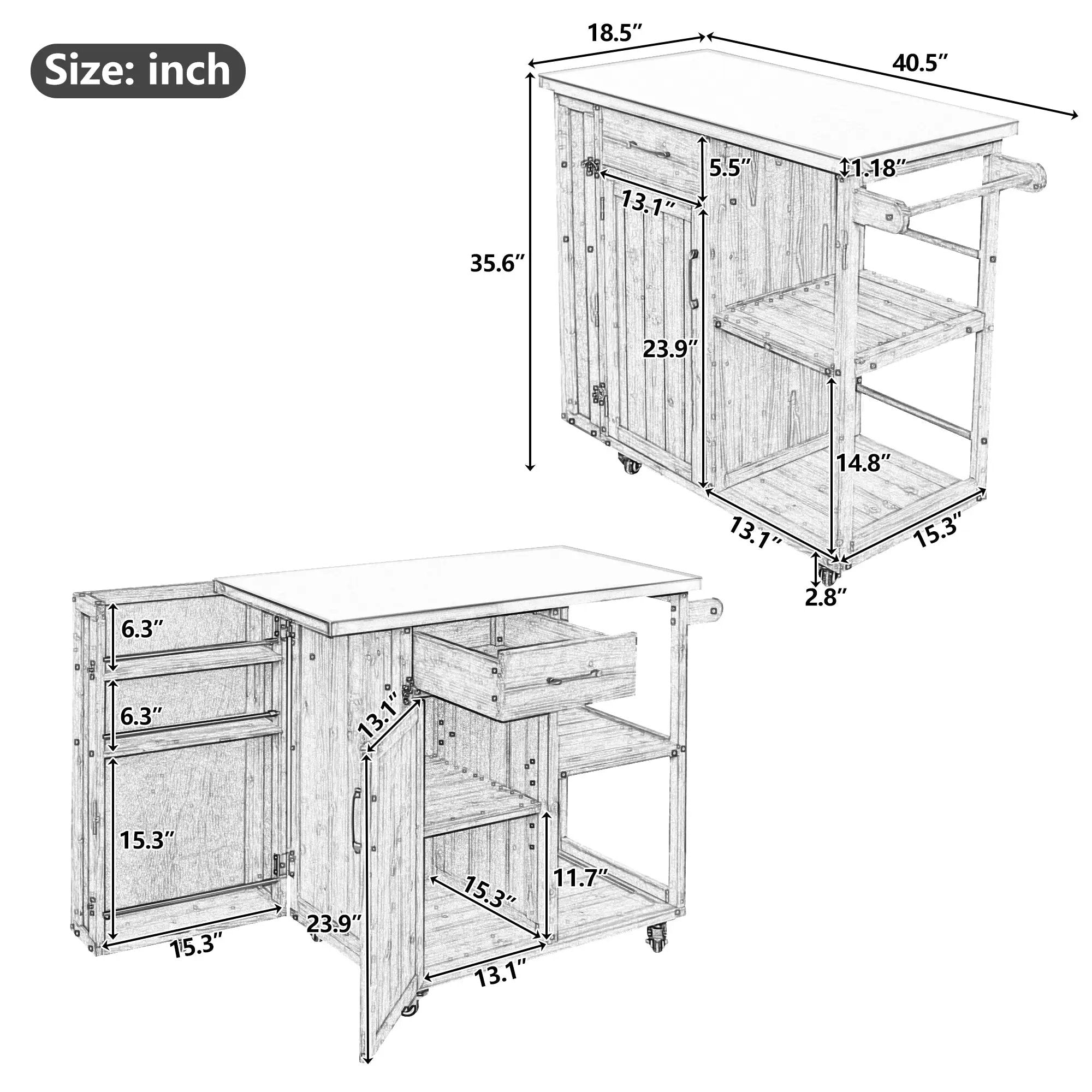 Outdoor Kitchen Island Fir Wood Prep Station by HouseOfZazla