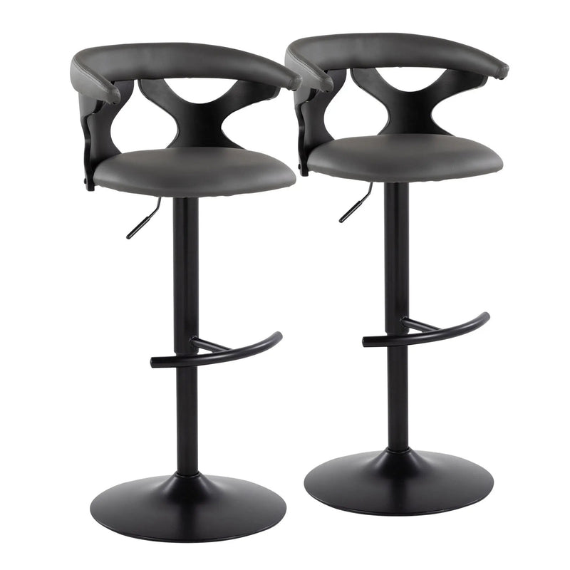 Gardenia - Contemporary Adjustable Barstool With Swivel With Rounded T Footrest (Set of 2) by Unique Piece Furniture