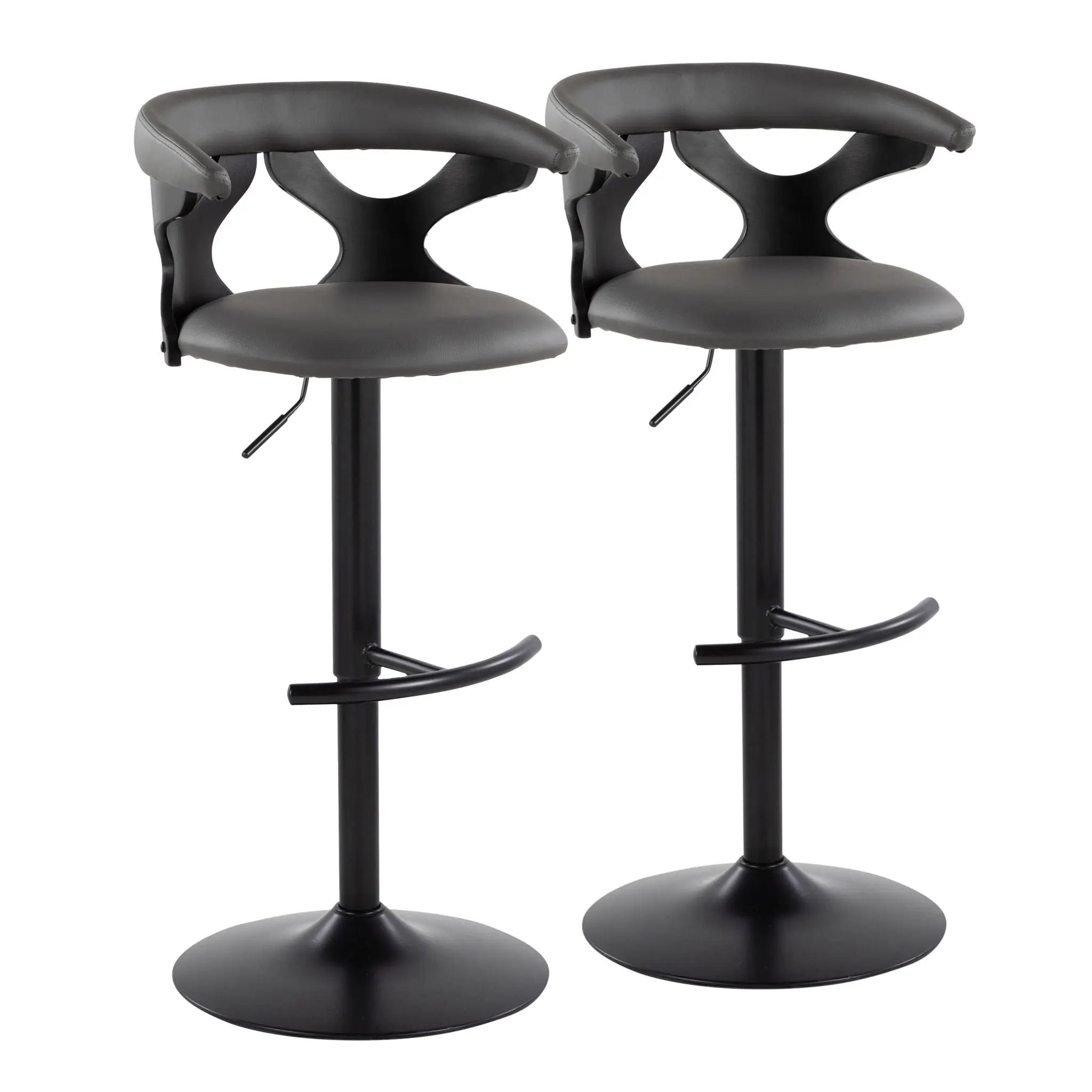 Gardenia - Contemporary Adjustable Barstool With Swivel With Rounded T Footrest (Set of 2) by HouseOfZazla