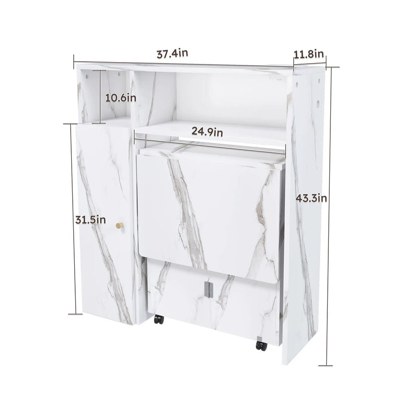 Multifunctional Folding Dining Table With Wall-Mounted Sideboard & Storage by HouseOfZazla