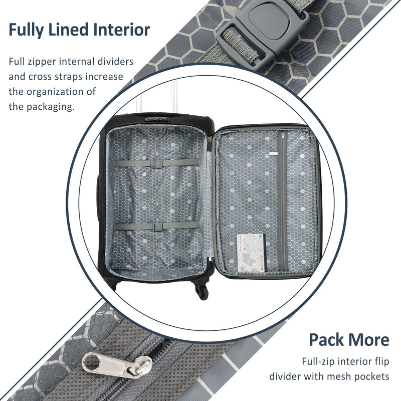 Softside Luggage Expandable 3 Piece Set Suitcase Upright Spinner Softshell Lightweight Luggage Travel Set by HouseOfZazla