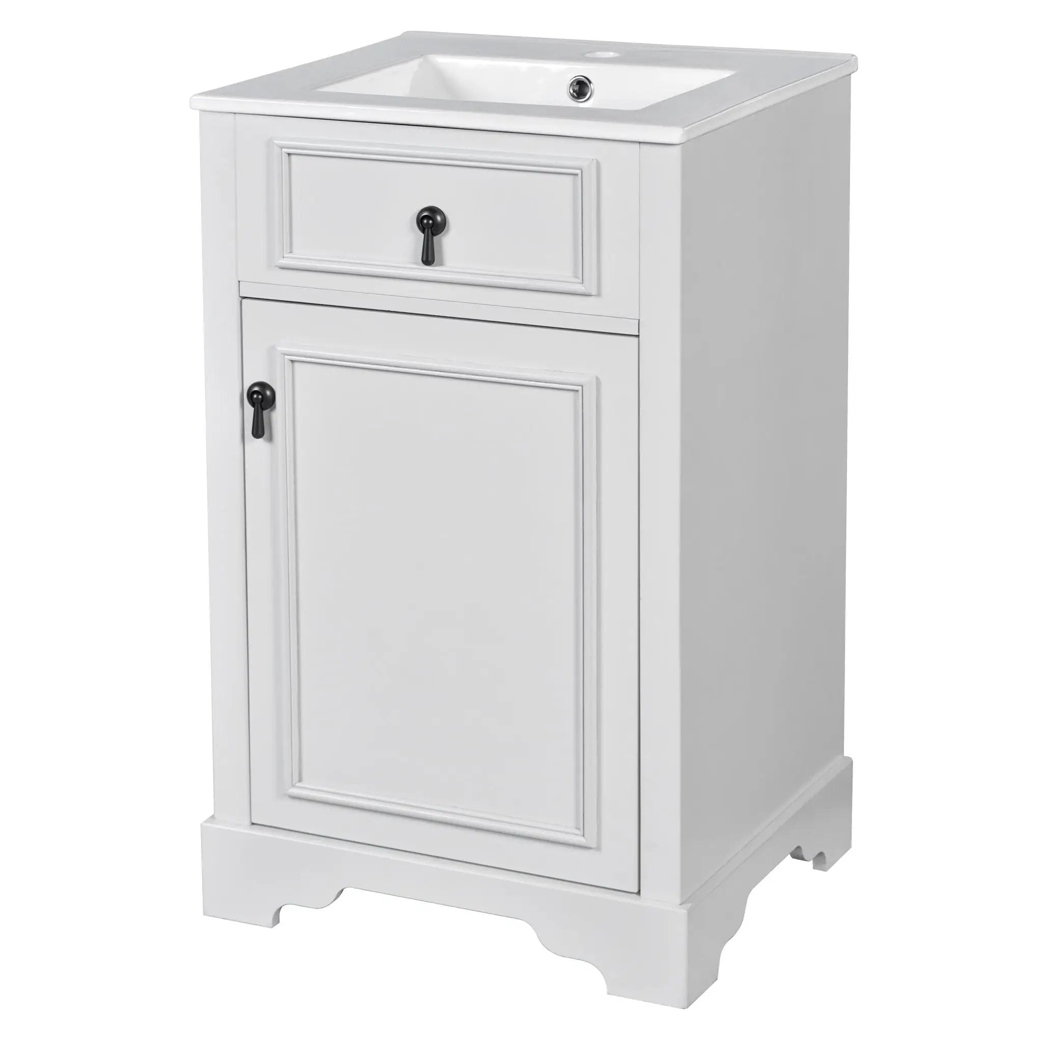 Elegant Bathroom Vanity With Ceramic Sink, Soft Close Door, Adjustable Shelf by HouseOfZazla