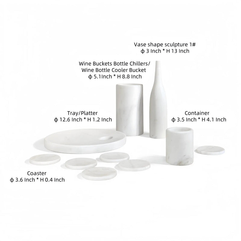 10 Pieces Luxury Natural Marble Dining Room Accessories Set by HouseOfZazla