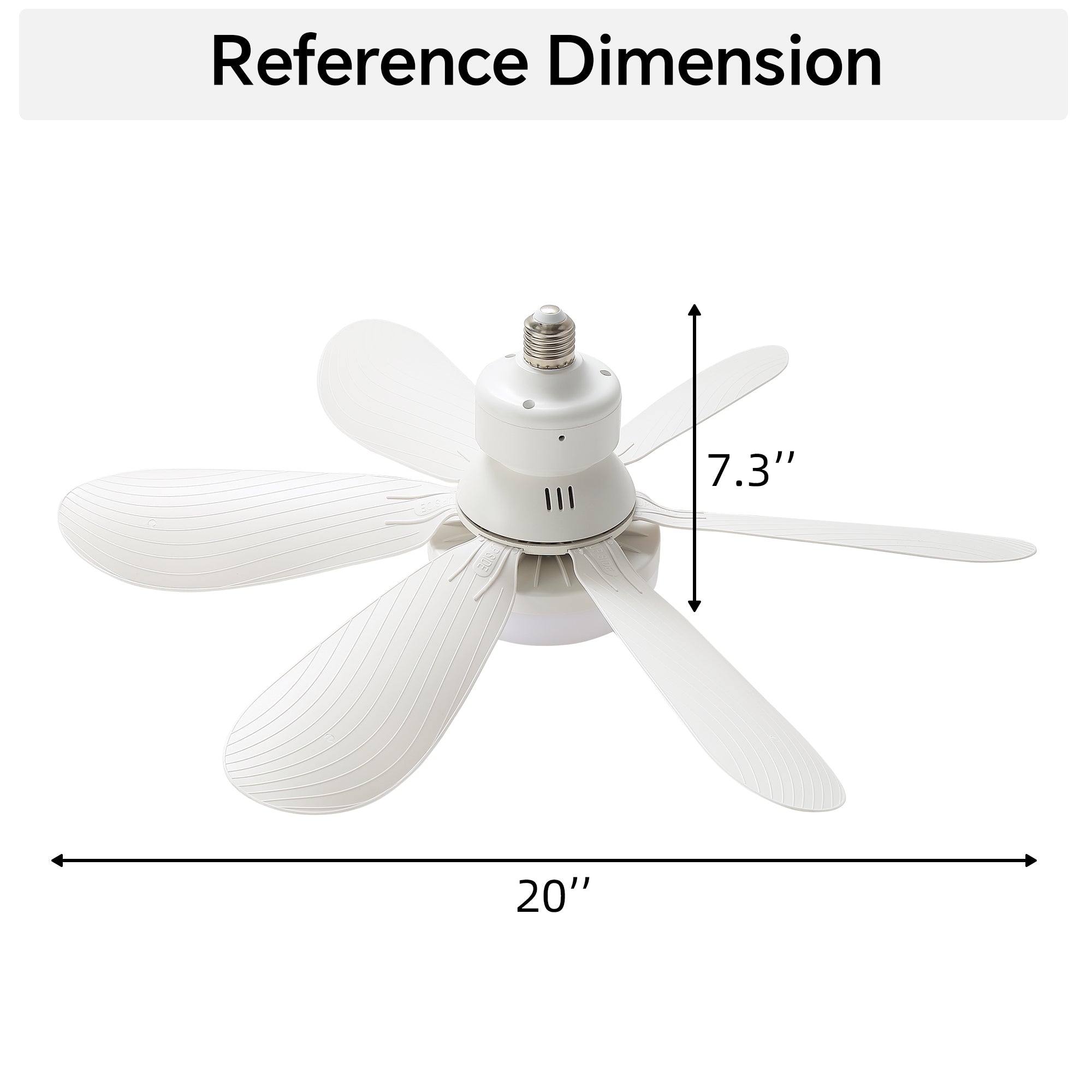 20-Inch Socket Fan Light Portable Ceiling Fan with Light and Remote by HouseOfZazla