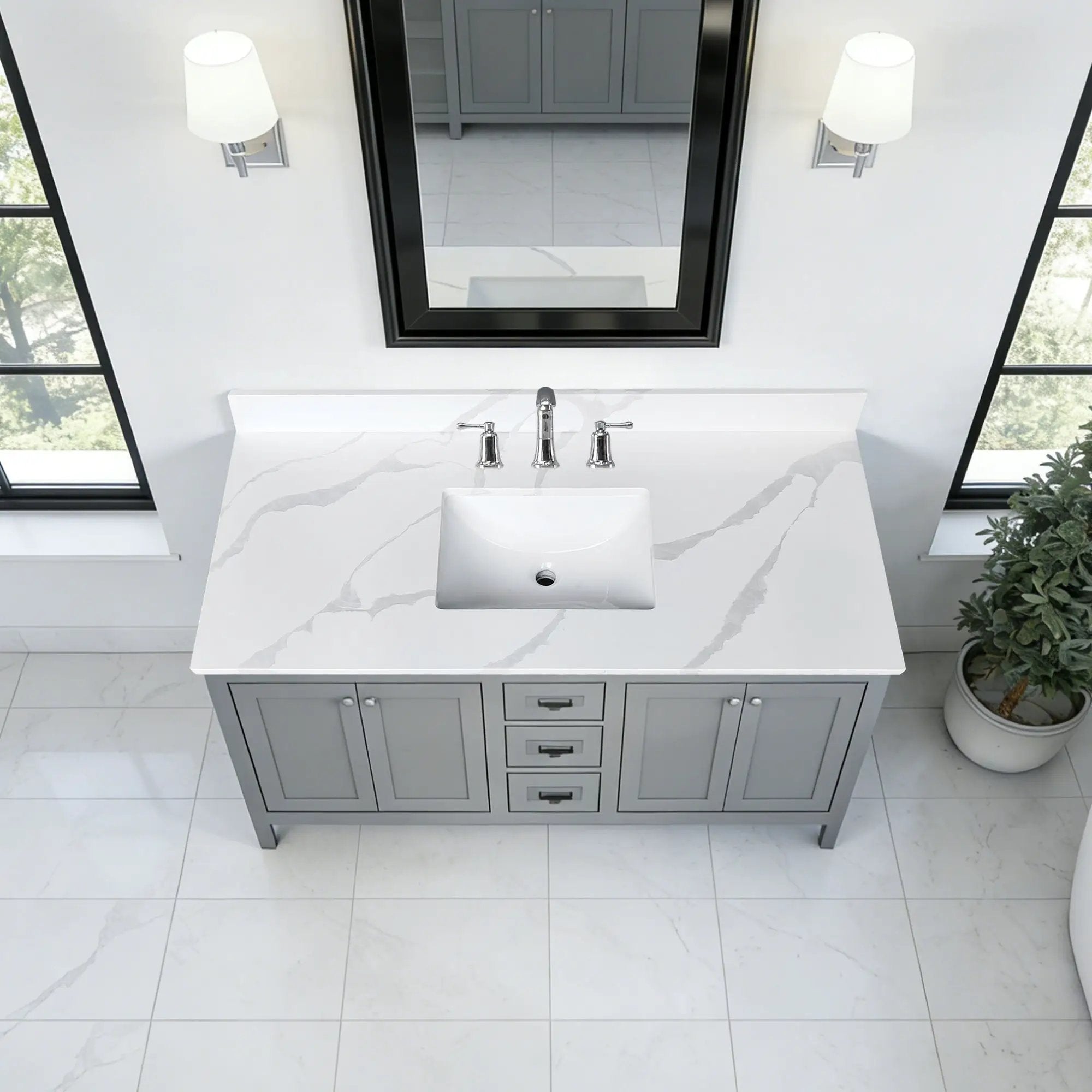 49-Inch Quartz Bathroom Vanity Top by HouseOfZazla