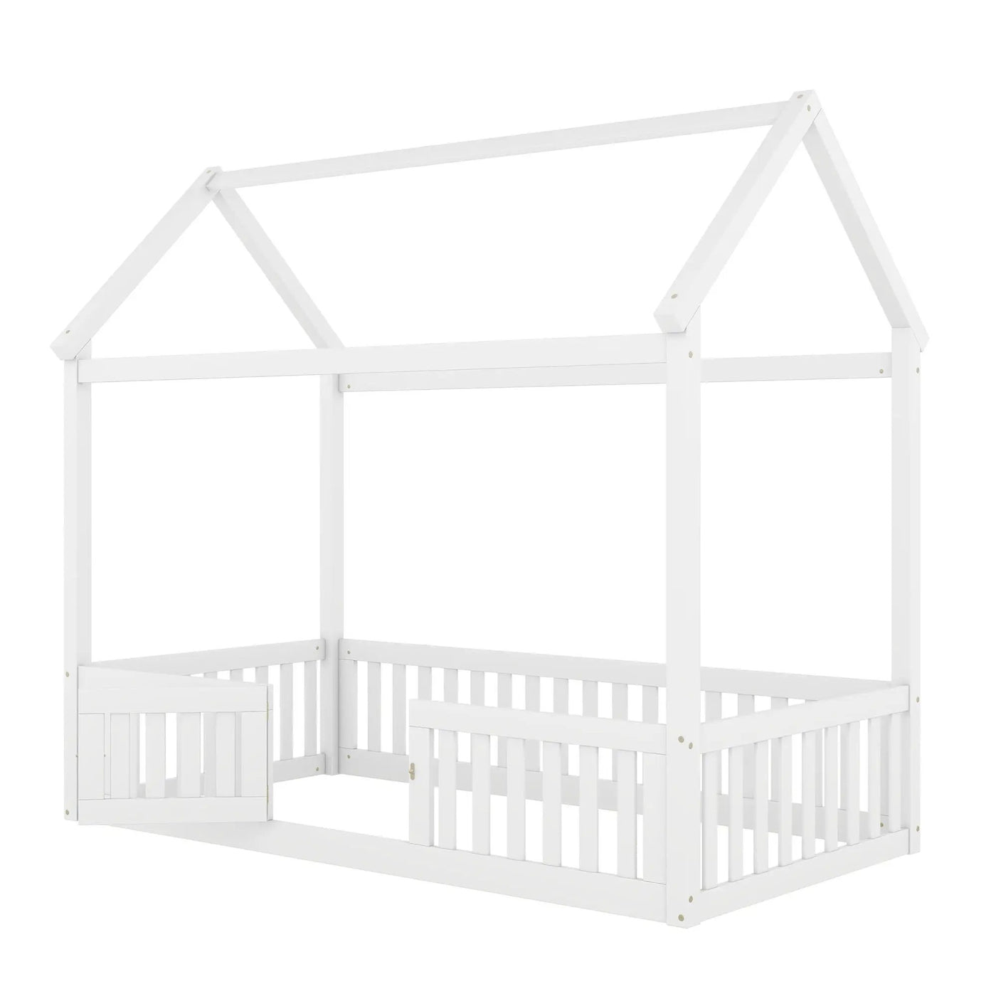 Wood House Bed With Fence And Door by HouseOfZazla