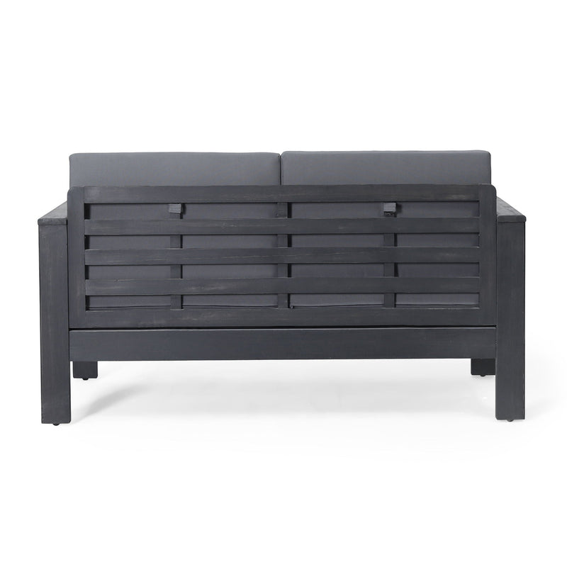 Acacia Wood Loveseat And Coffee Table Set With Cushions by HouseOfZazla