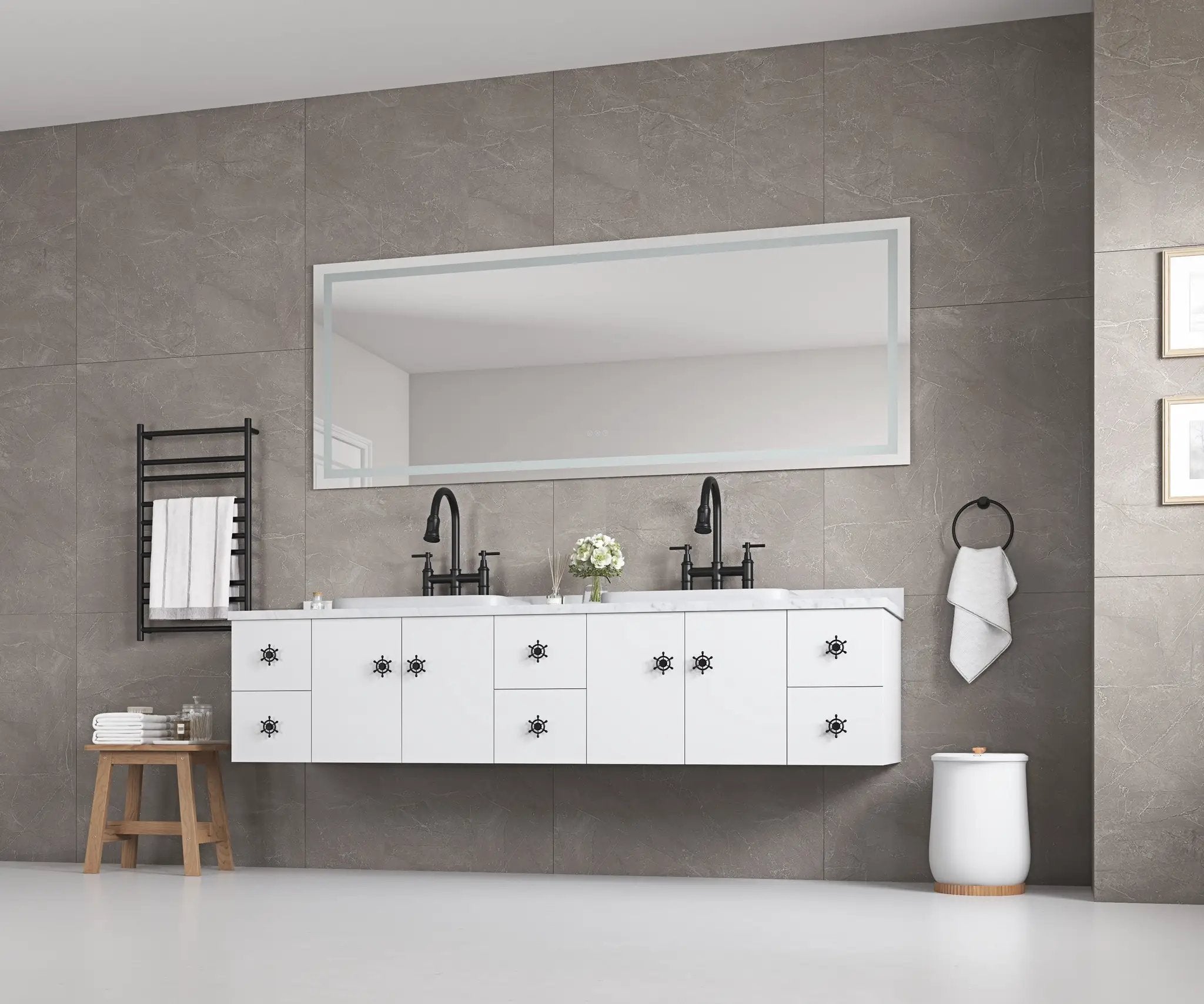 96" x 36" LED Bathroom Mirror with Front and Backlight by HouseOfZazla