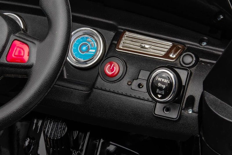 12V7A 30W*2 Four-Wheel Drive Seat One Button Start, Forward And Backward, High And Low Speed, Music, Front Light, Power Display, Two Doors Can Open, 2.4G R / C, Seat Belt Four Wheel Absorber by HouseOfZazla
