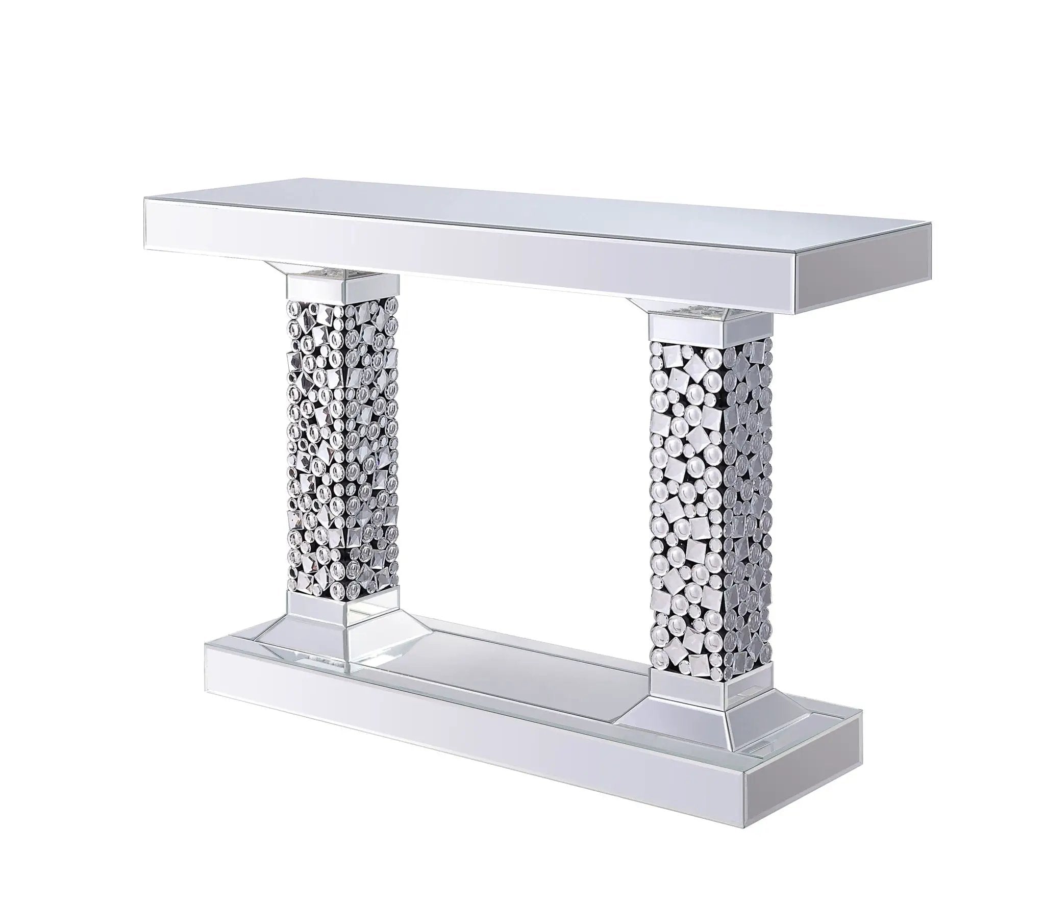 Lachina - Glam Mirrored Faux Gems Console Table - Silver by Unique Piece Furniture