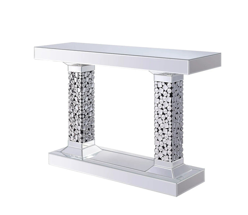 Lachina - Glam Mirrored Faux Gems Console Table - Silver by HouseOfZazla