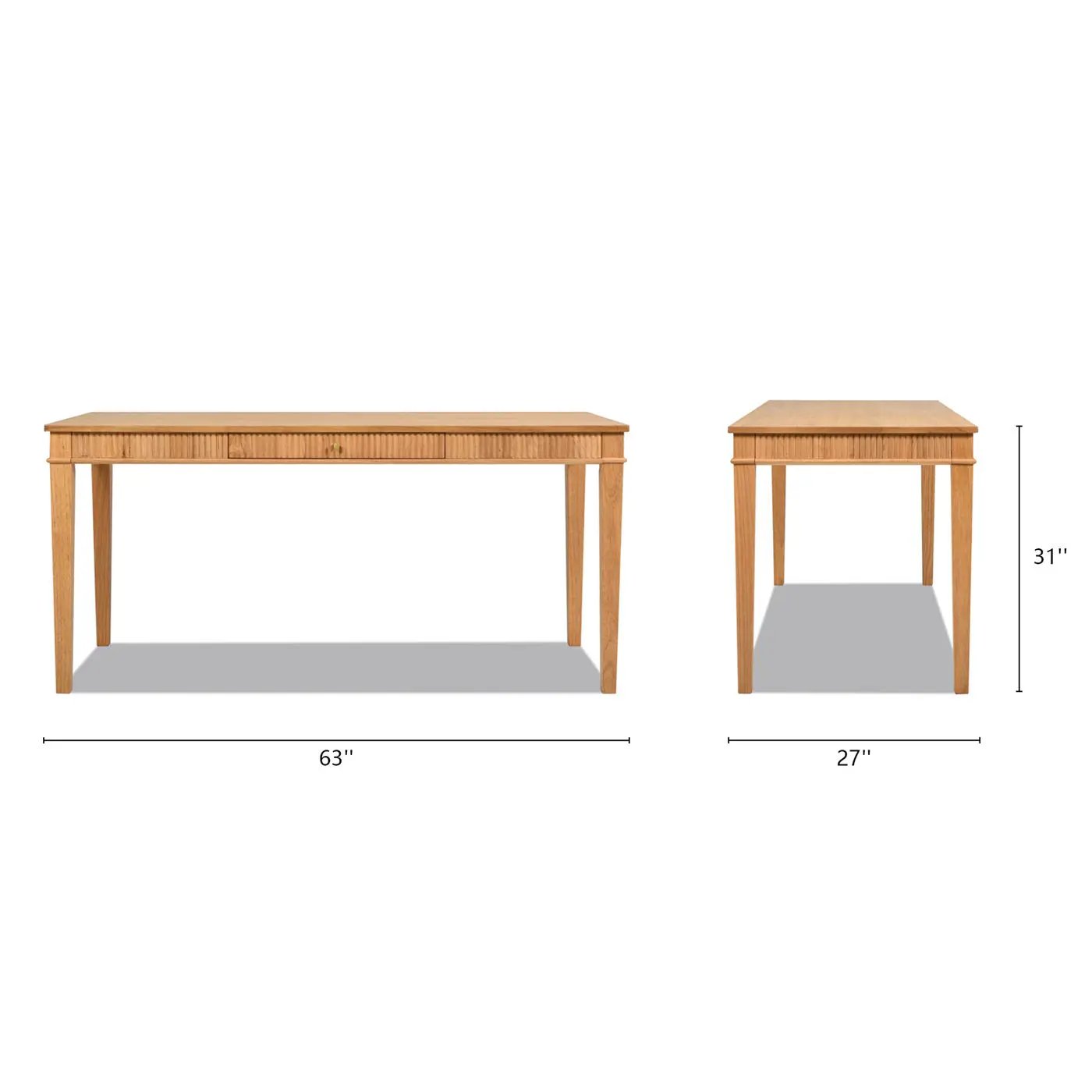 Dumont - Modern Farmhouse 1 Drawer Fluted Home Office Writing Desk - Natural Blonde by Unique Piece Furniture