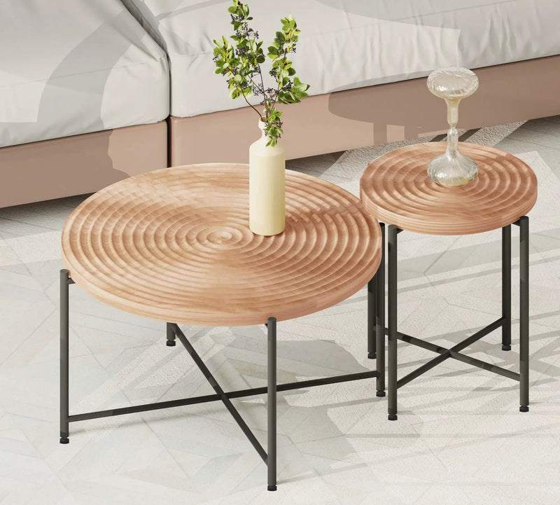 Coffee And End Table Set Waterproof Cover (Set of 2) - Natural Wood / Brown by Unique Piece Furniture