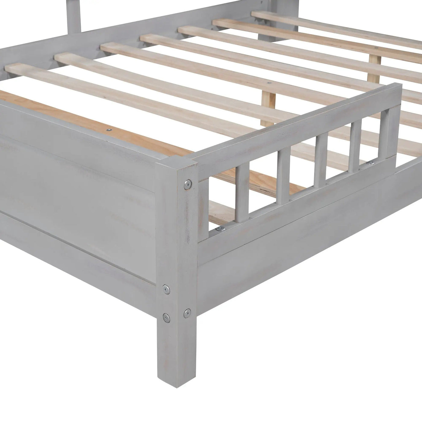 Wood Platform Bed With Built In LED Light, Storage Headboard And Guardrail by HouseOfZazla