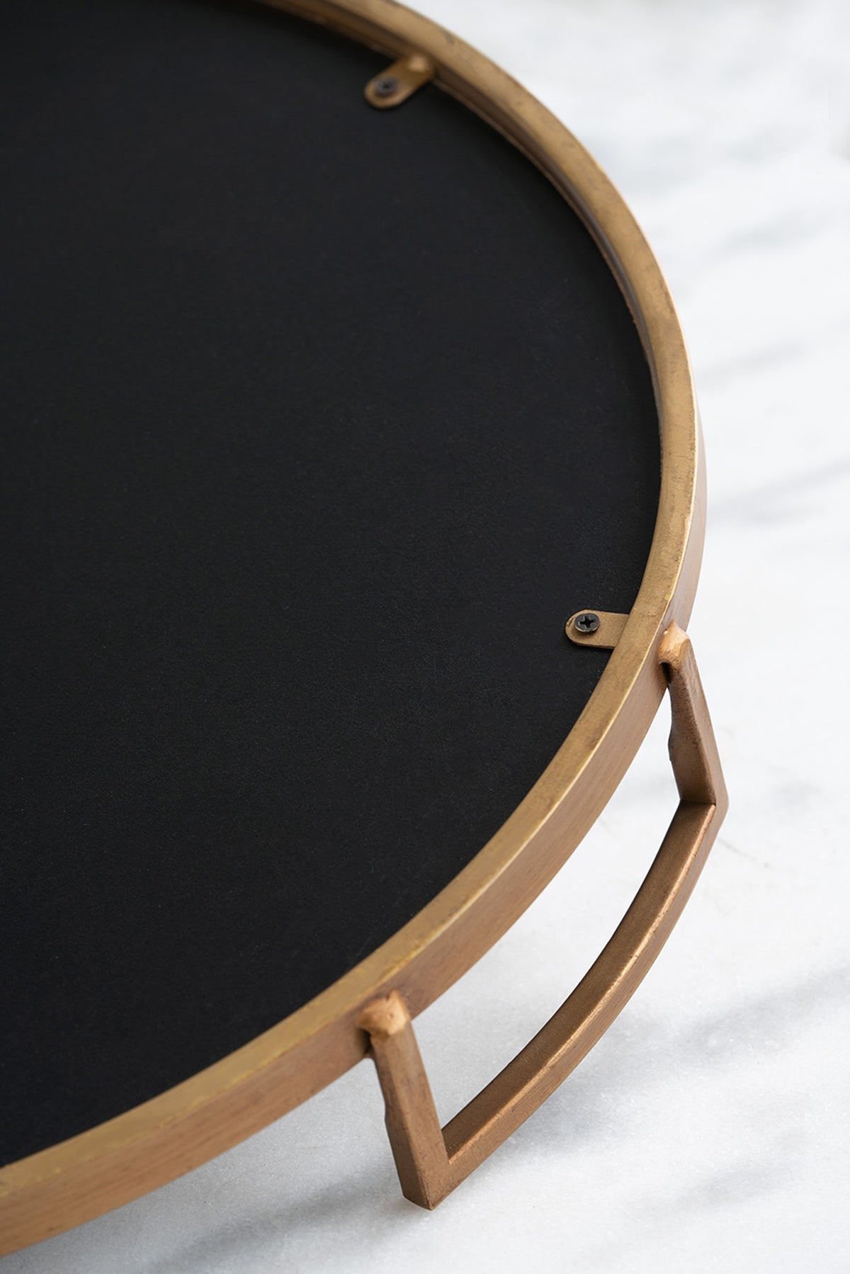 S/2 Round Decorative Tray with Abstract Marbled Design by HouseOfZazla