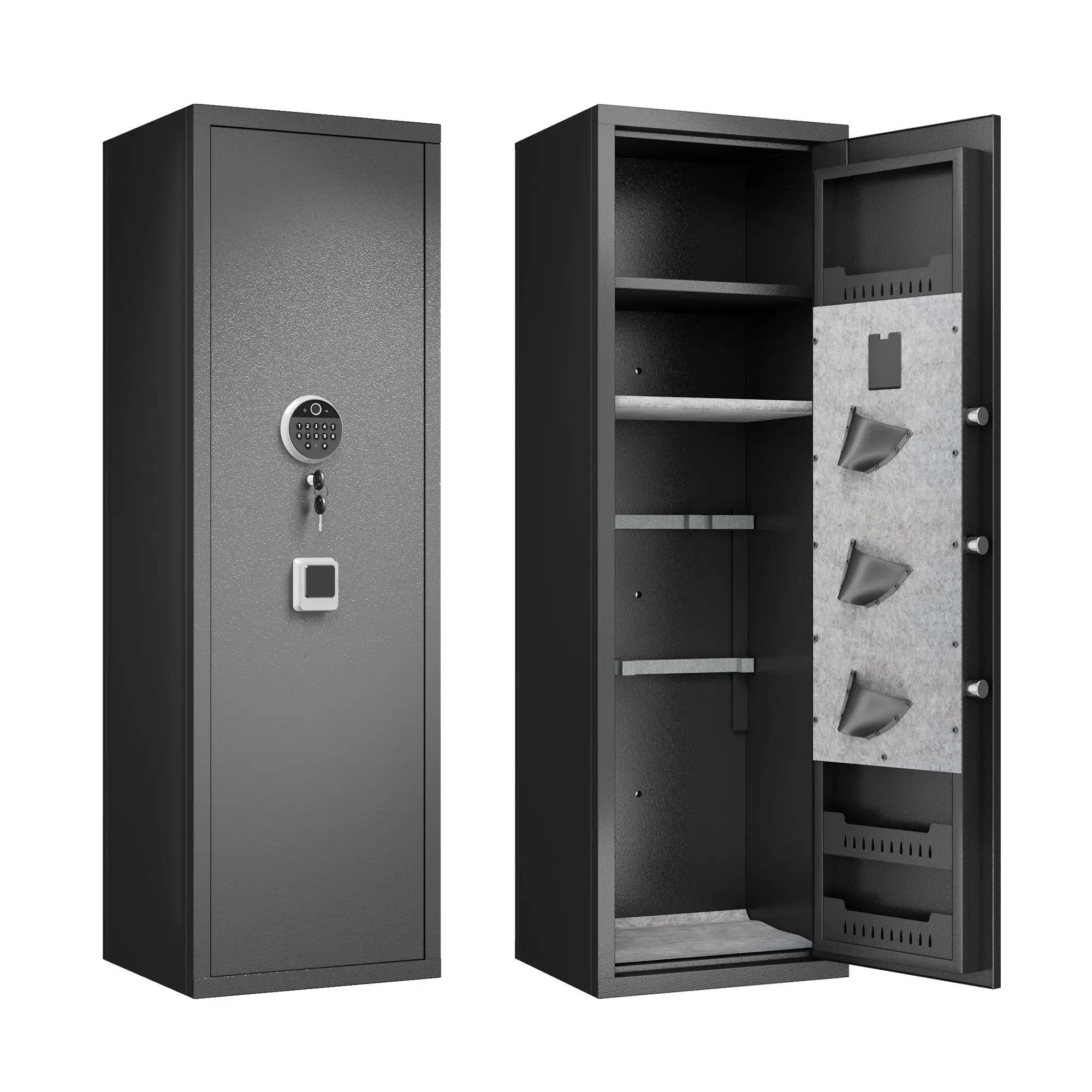 Gun Safes For Home Rifle And Pistols, Fingerprint Electronic Safe With Quick Access, Detachable Partition - Black by HouseOfZazla