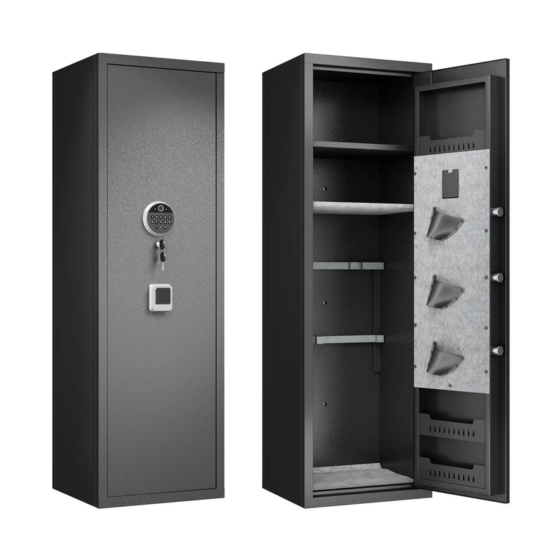 Gun Safes For Home Rifle And Pistols, Fingerprint Electronic Safe With Quick Access, Detachable Partition - Black by HouseOfZazla