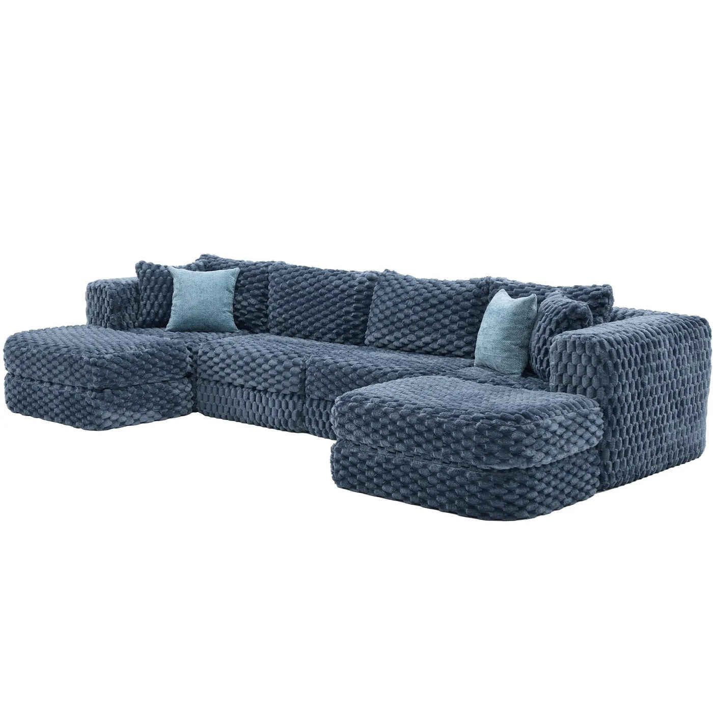 Modular Sectional Sofa, Boneless Couch With 2 Movable Ottomans by HouseOfZazla