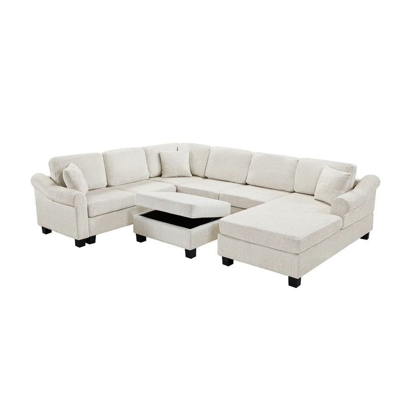 Contemporary U - Shaped Sectional Sofa With Movable Storage Ottoman by HouseOfZazla
