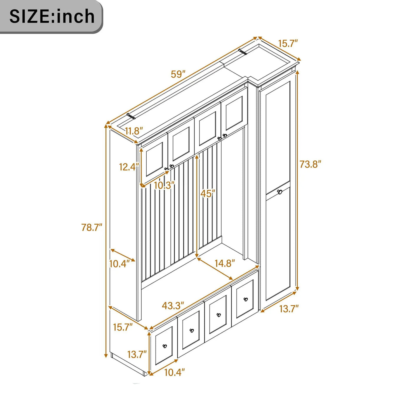 Entryway Hall Tree With Storage Bench, Coat Rack Shoe Bench With Cabinets by HouseOfZazla