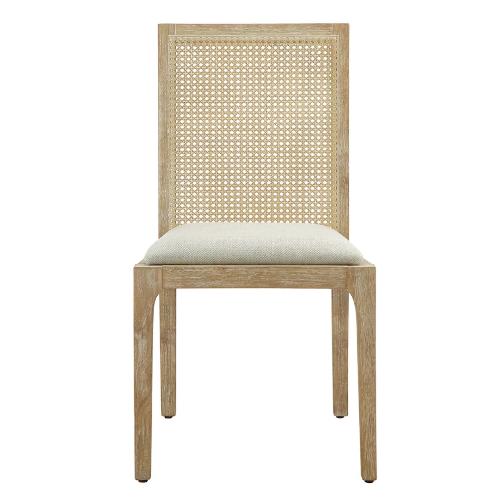 Dining Chair With Synthetic Cane Back And Upholstered Seat (Set of 2) - Natural by HouseOfZazla