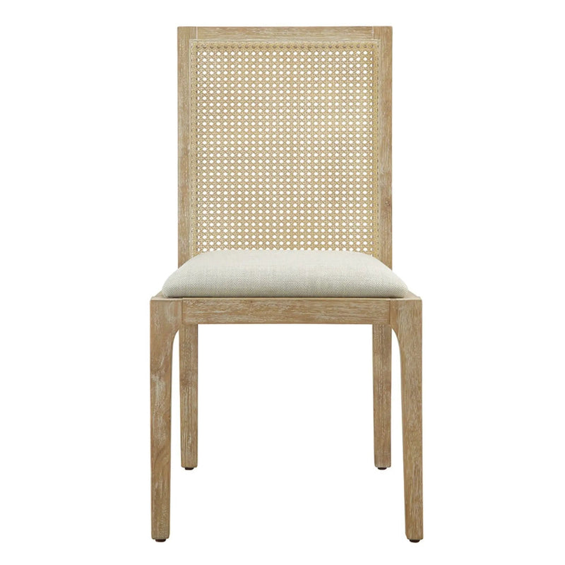Dining Chair With Synthetic Cane Back And Upholstered Seat (Set of 2) - Natural by Unique Piece Furniture